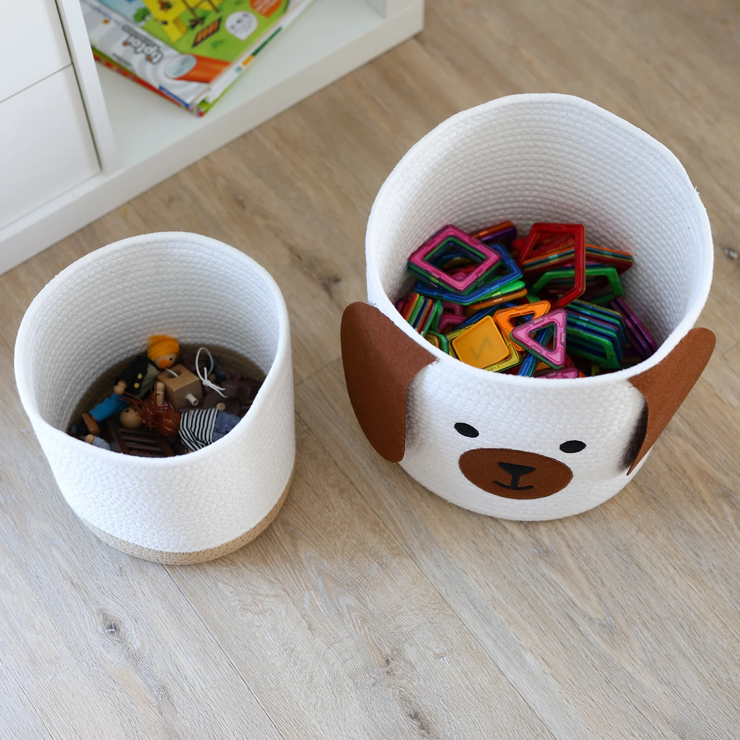 HMF 39022 Aufbewahrungskorb mit versteckten Griffen, 3er Set, Korb für Kinderzimmer aus Baumwolle , Groß, Mittel, Klein - Image 17