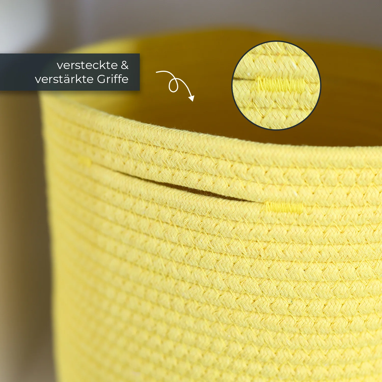 HMF 39022 Aufbewahrungskorb mit versteckten Griffen, 3er Set, Korb für Kinderzimmer aus Baumwolle , Groß, Mittel, Klein - Image 6