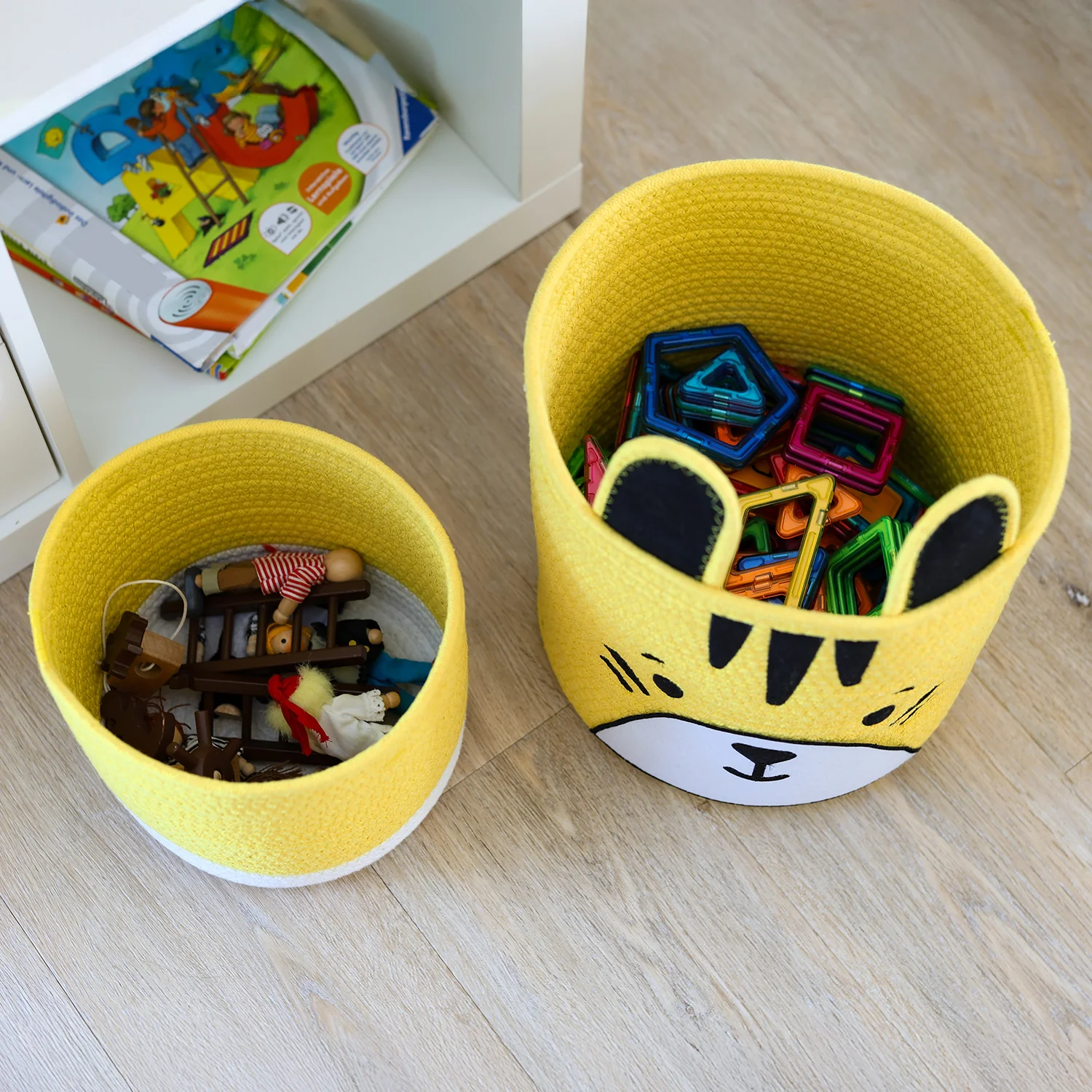 HMF 39022 Aufbewahrungskorb mit versteckten Griffen, 3er Set, Korb für Kinderzimmer aus Baumwolle , Groß, Mittel, Klein - Image 8