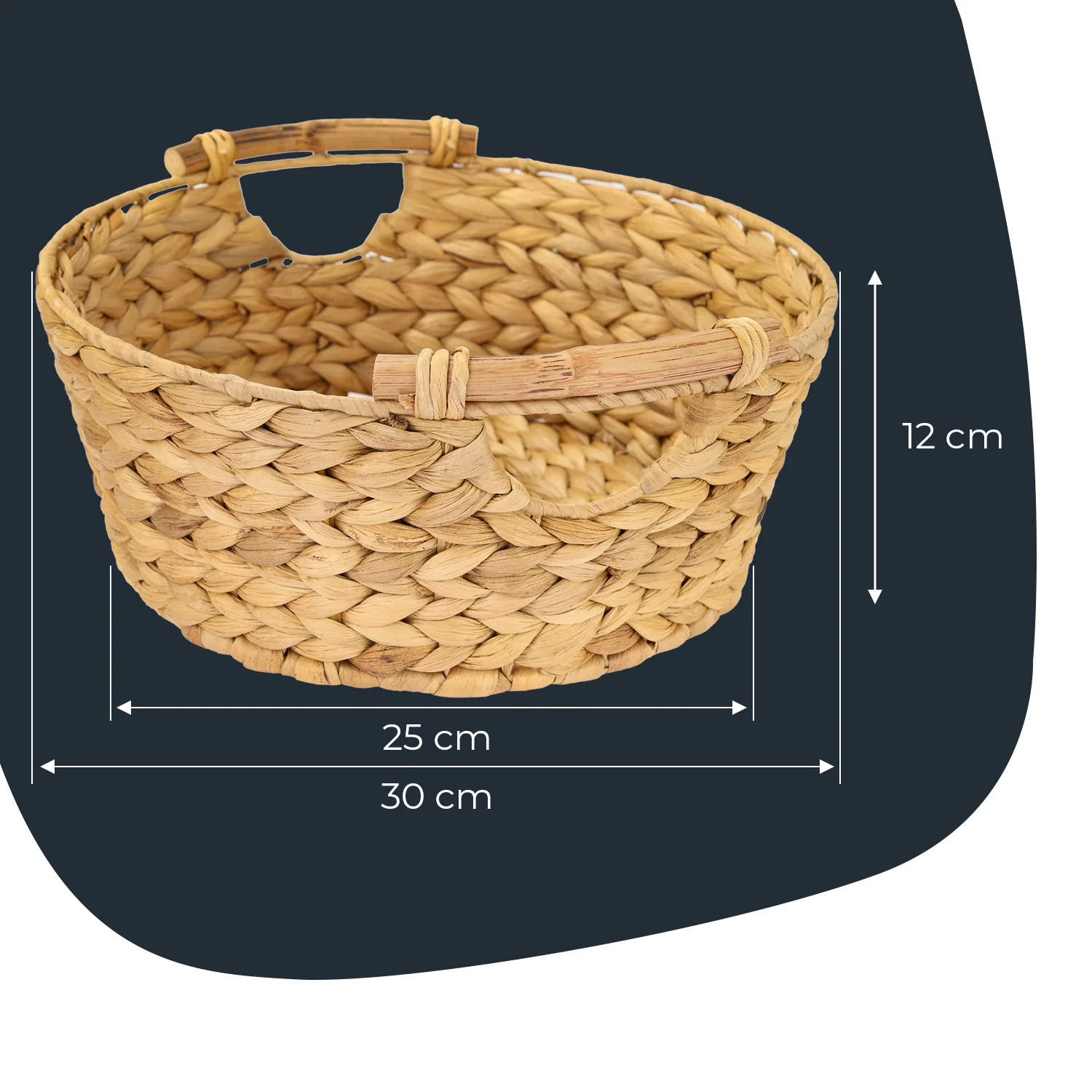 HMF Aufbewahrungskorb rund, Korb geflochten aus Wasserhyazinthe mit Holzgriffen, 37276-30CM, 30 x 12 cm - Image 5