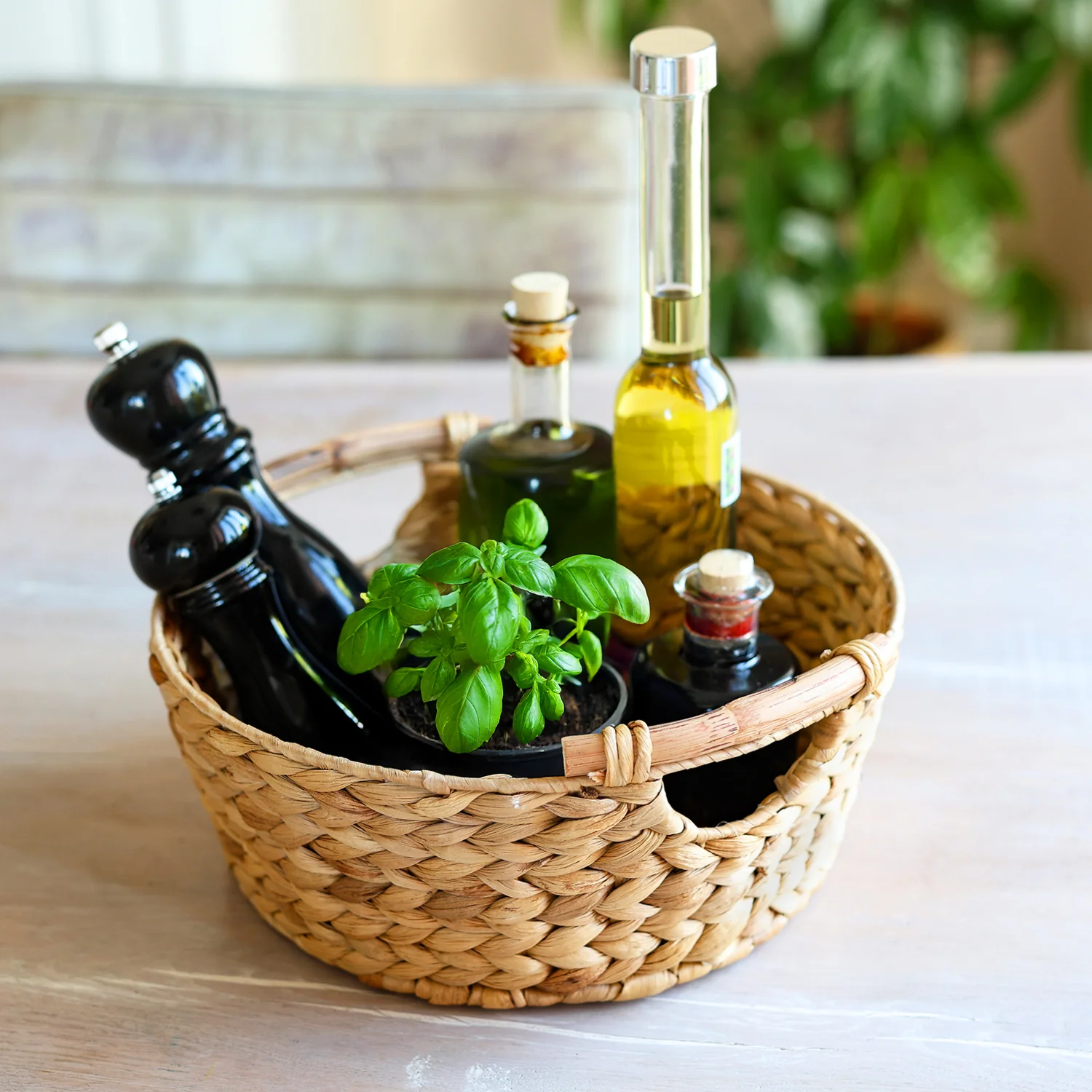 HMF Aufbewahrungskorb rund, Korb geflochten aus Wasserhyazinthe mit Holzgriffen, 37276-30CM, 30 x 12 cm - Image 9