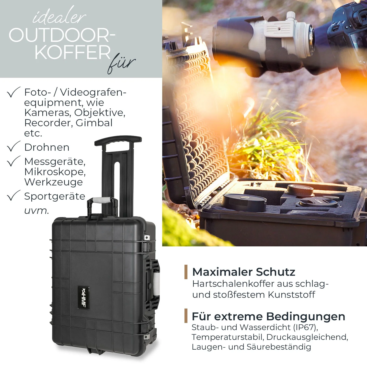 HMF Outdoor-Trolley, Fotokoffer mit Rasterschaumstoff, ODK400 - Image 11
