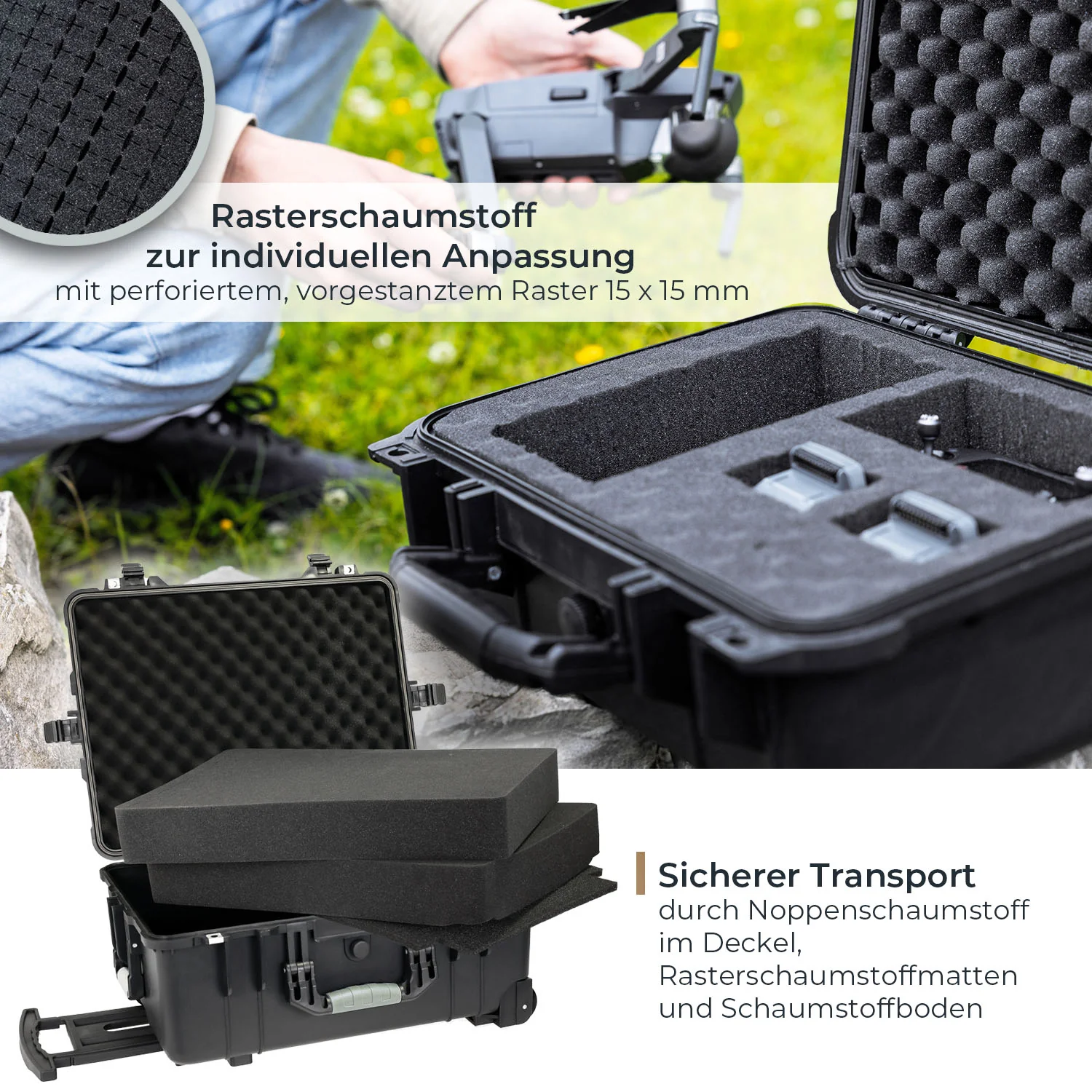 HMF Outdoor-Trolley, Fotokoffer mit Rasterschaumstoff, ODK400 - Image 12