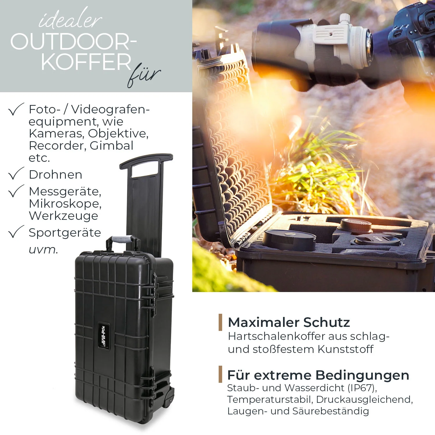 HMF Outdoor-Trolley, Fotokoffer mit Rasterschaumstoff, ODK400 - Image 21