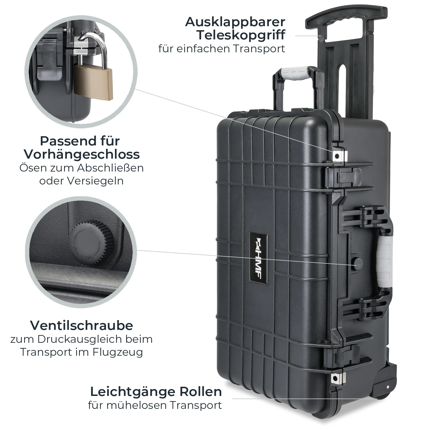 HMF Outdoor-Trolley, Fotokoffer mit Rasterschaumstoff, ODK400 - Image 6