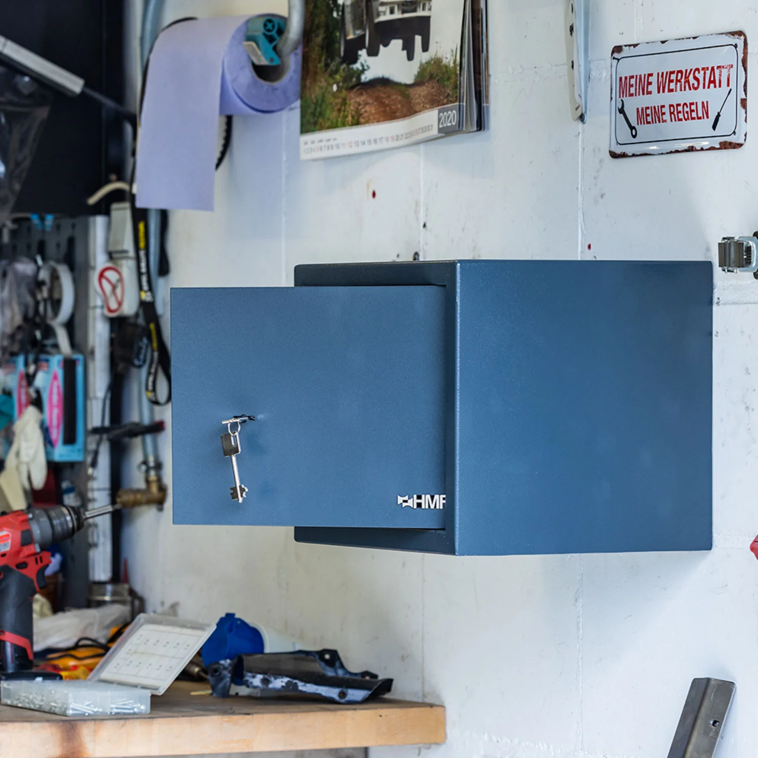 Möbeltresor Doppelbartschloss, HMF 49203, 38 x 30 x 30 cm, Anthrazit - Image 5