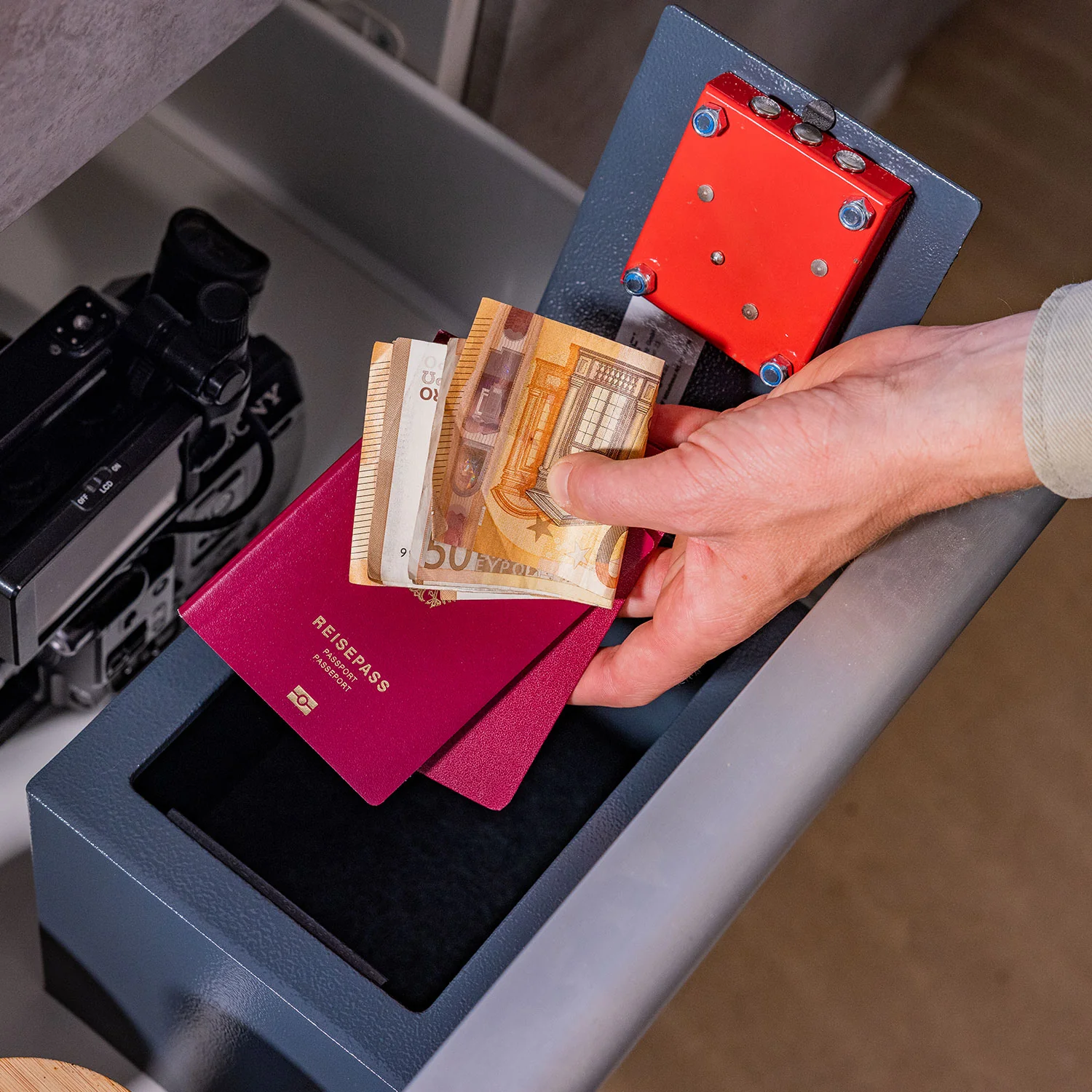 Möbeltresor Doppelbartschloss, HMF 49216, 23 x 17 x 17 cm - Image 14