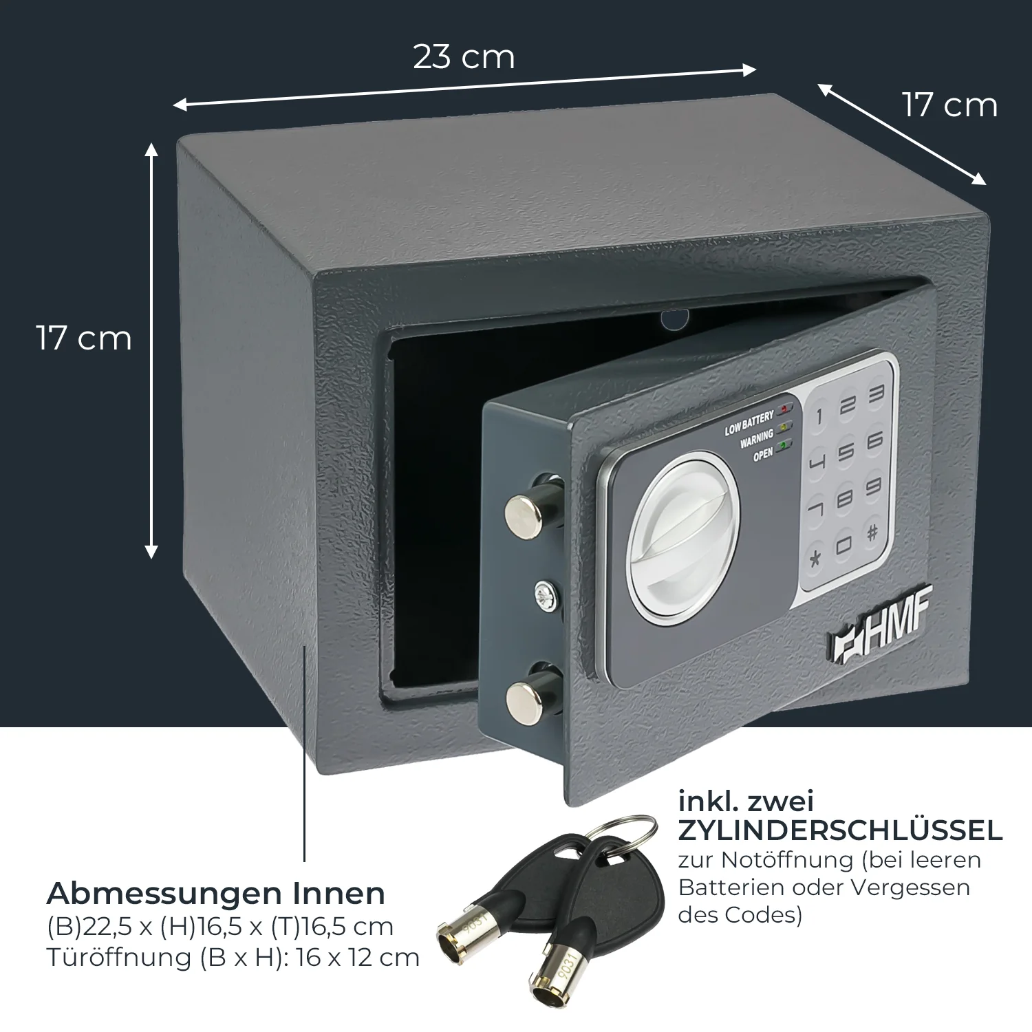 Möbeltresor Elektronikschloss, HMF 46126, 23 x 17 x 17 cm - Image 14