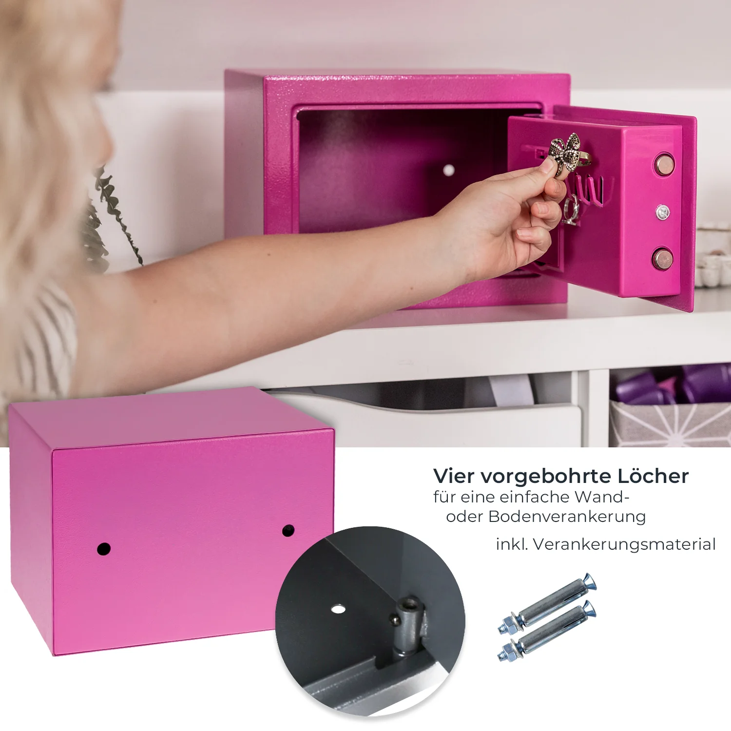 Möbeltresor Elektronikschloss, HMF 46126, 23 x 17 x 17 cm - Image 4