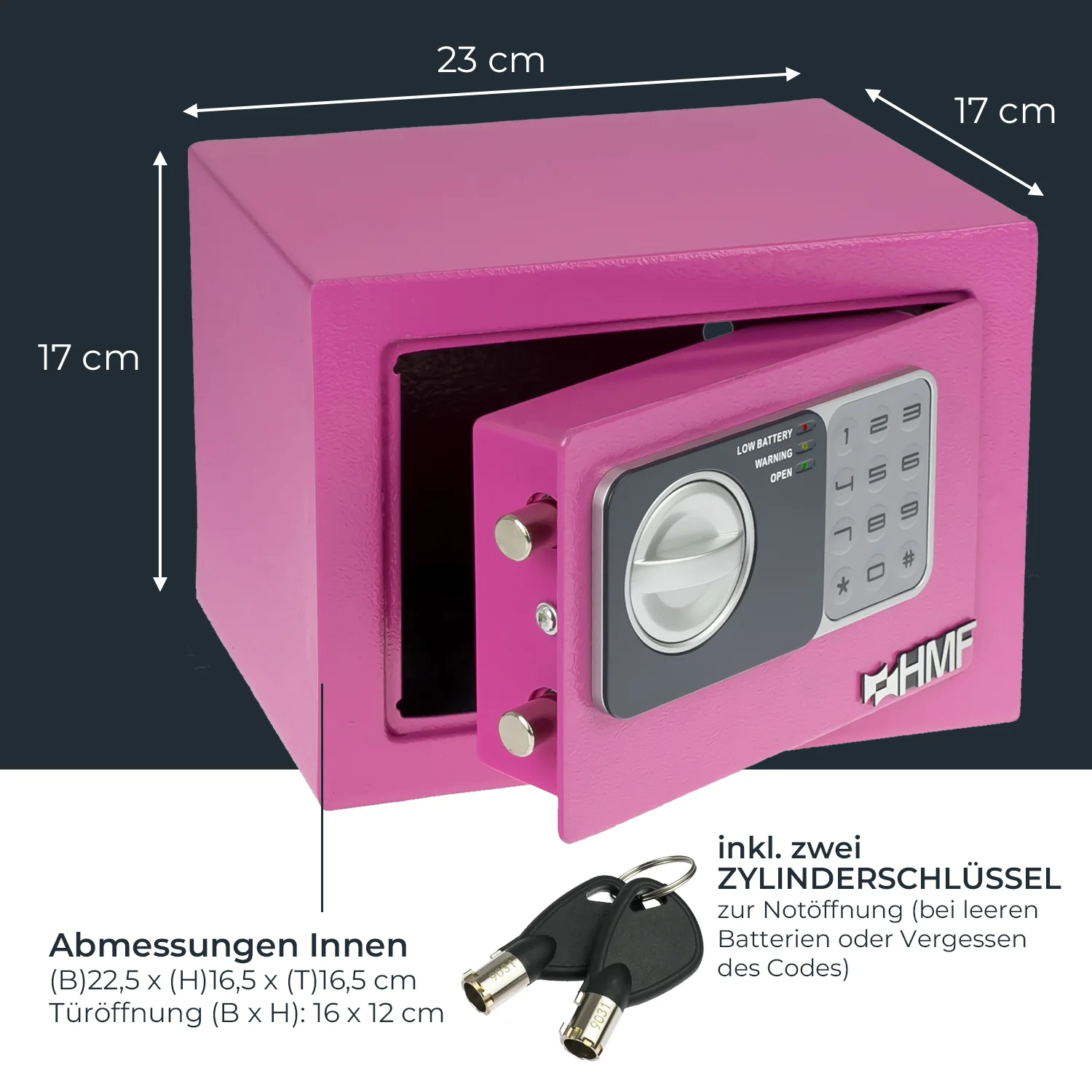 Möbeltresor Elektronikschloss, HMF 46126, 23 x 17 x 17 cm - Image 5