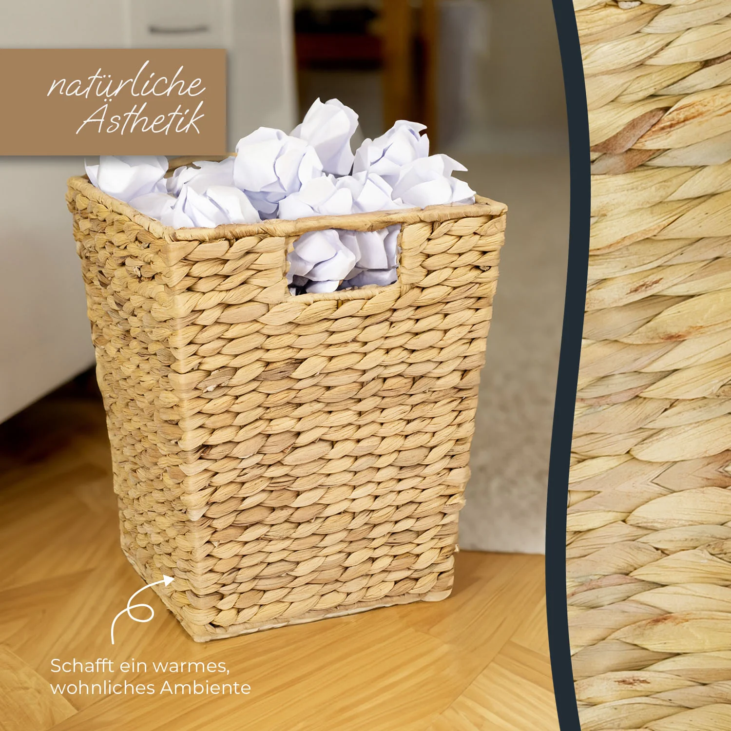 Papierkorb, Mülleimer Büro geflochten aus Wasserhyazinthe, HMF 3725 - Image 14