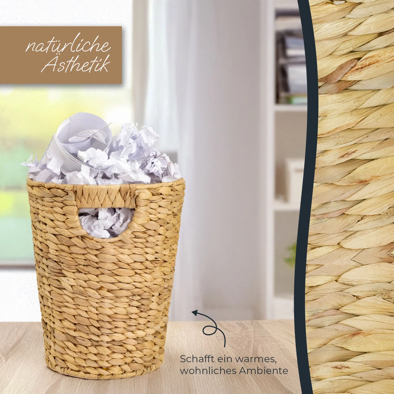 Papierkorb, Mülleimer Büro geflochten aus Wasserhyazinthe, HMF 3725 - Image 5