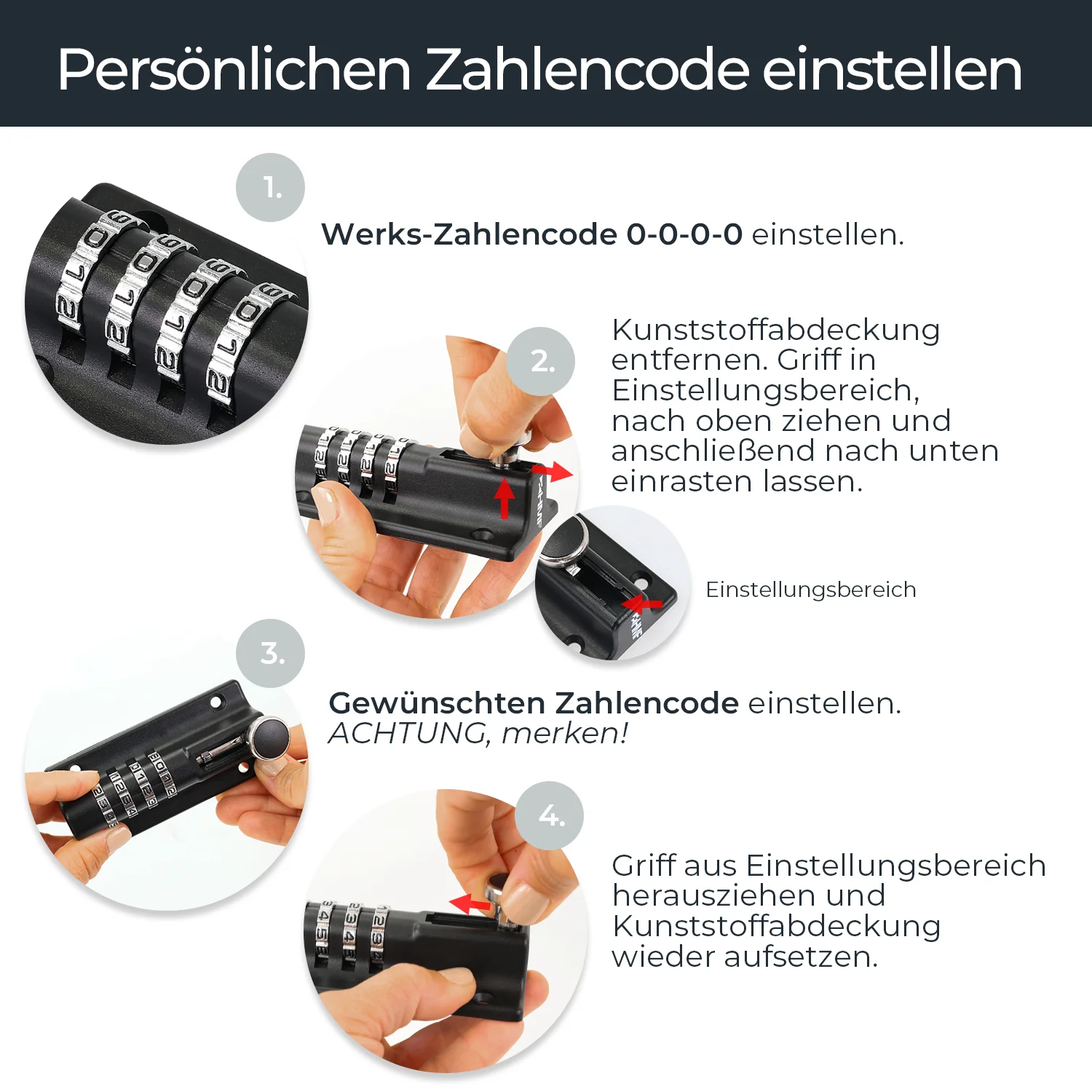 HMF 3591 Riegelschloss mit 4-stelligem Zahlencode, Türriegel aus Zinklegierung, 12,2 x 4 x 4,8 cm - Image 15