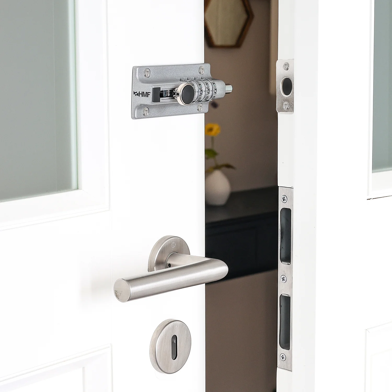 HMF 3591 Riegelschloss mit 4-stelligem Zahlencode, Türriegel aus Zinklegierung, 12,2 x 4 x 4,8 cm - Image 18