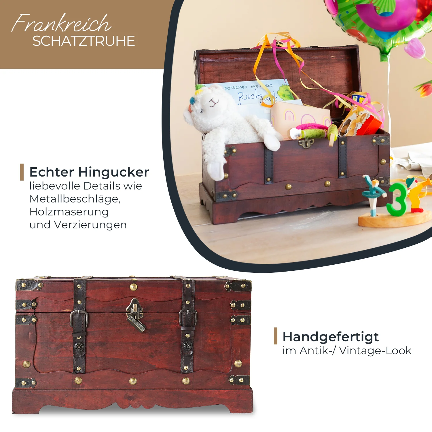 Schatztruhe mit Schloss, Frankreich, HMF 6400, verschiedene Größen - Image 11