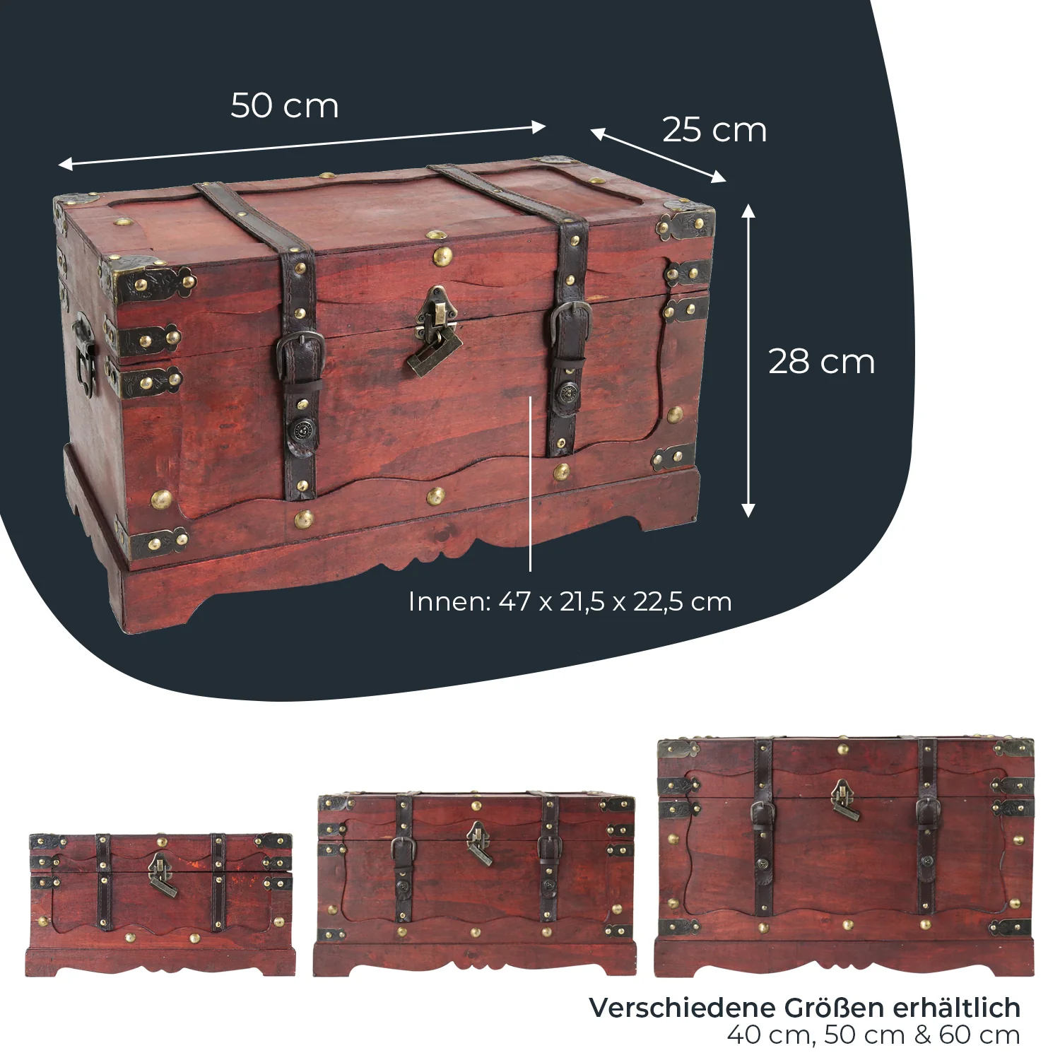Schatztruhe mit Schloss, Frankreich, HMF 6400, verschiedene Größen - Image 15