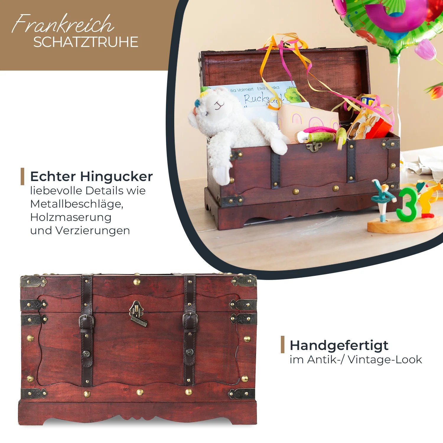 Schatztruhe mit Schloss, Frankreich, HMF 6400, verschiedene Größen - Image 21
