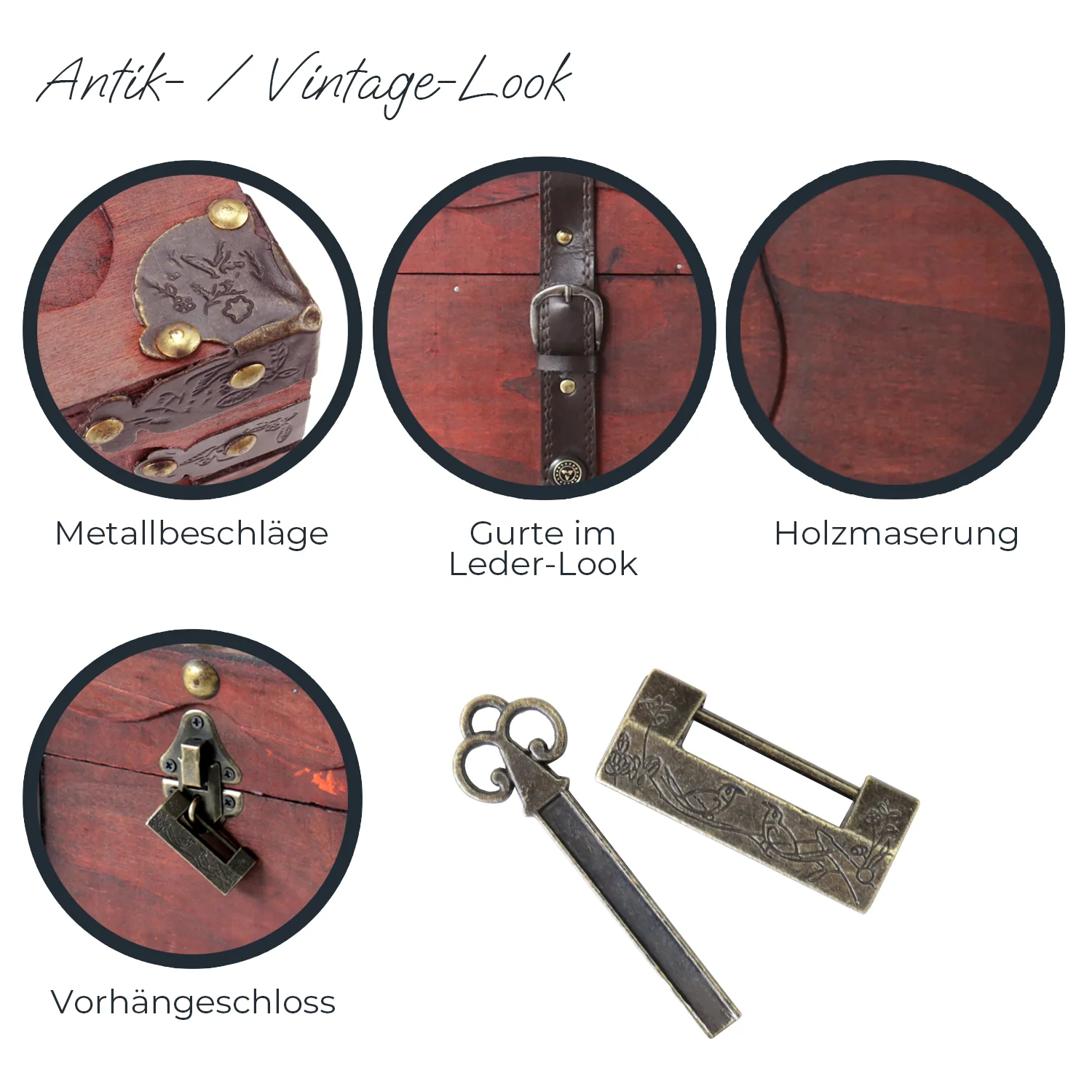 Schatztruhe mit Schloss, Frankreich, HMF 6400, verschiedene Größen - Image 4