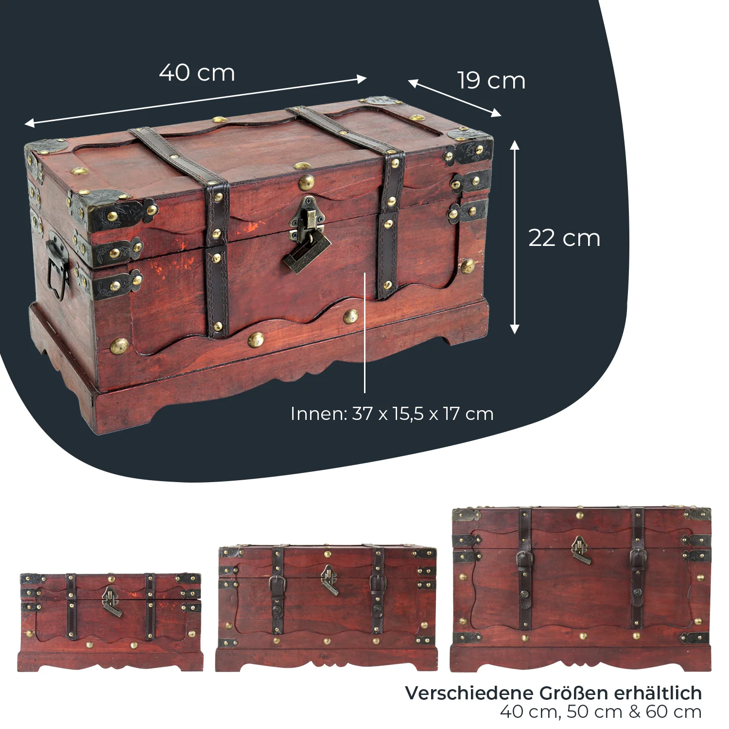 Schatztruhe mit Schloss, Frankreich, HMF 6400, verschiedene Größen - Image 5