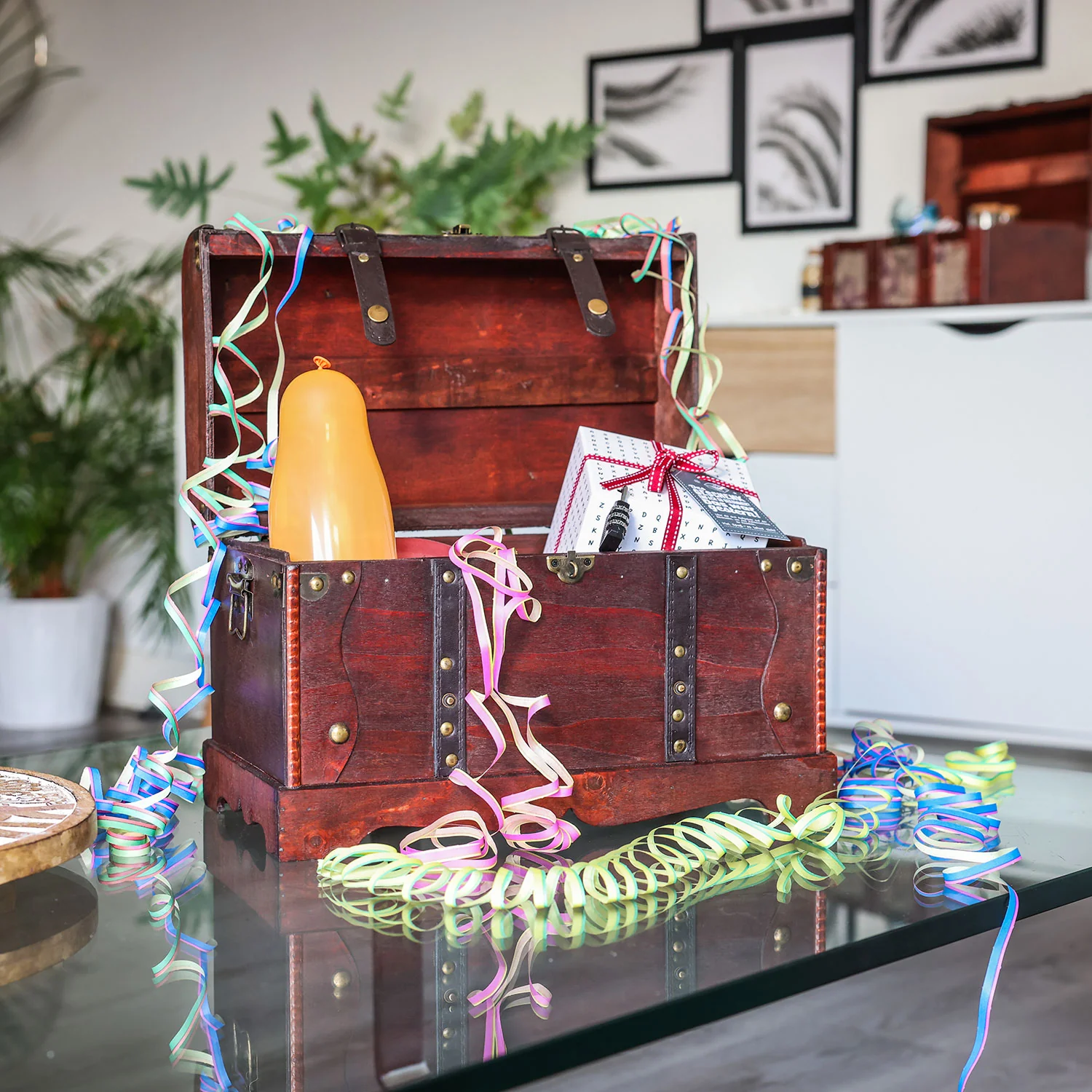 Schatztruhe mit Schloss, Kambodscha, HMF 6403-140, 40 x 23 x 27 cm - Image 7