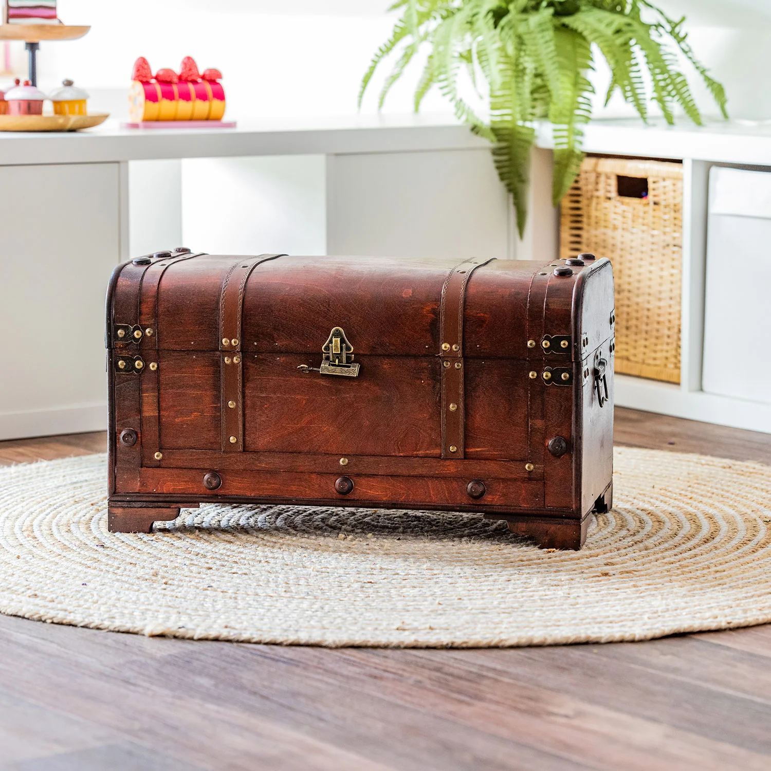 Schatztruhe mit Schloss, Mexiko, HMF 6402-154, 54 x 28 x 30 cm - Image 7