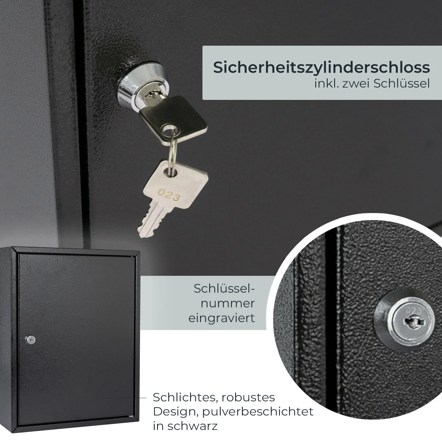 Schlüsselschrank groß aus Stahl, abschließbarer Schlüsselkasten für Büro, Verwaltung oder Fuhrpark, HMF, 13500, 42-1170 Schlüsselhaken - Image 5