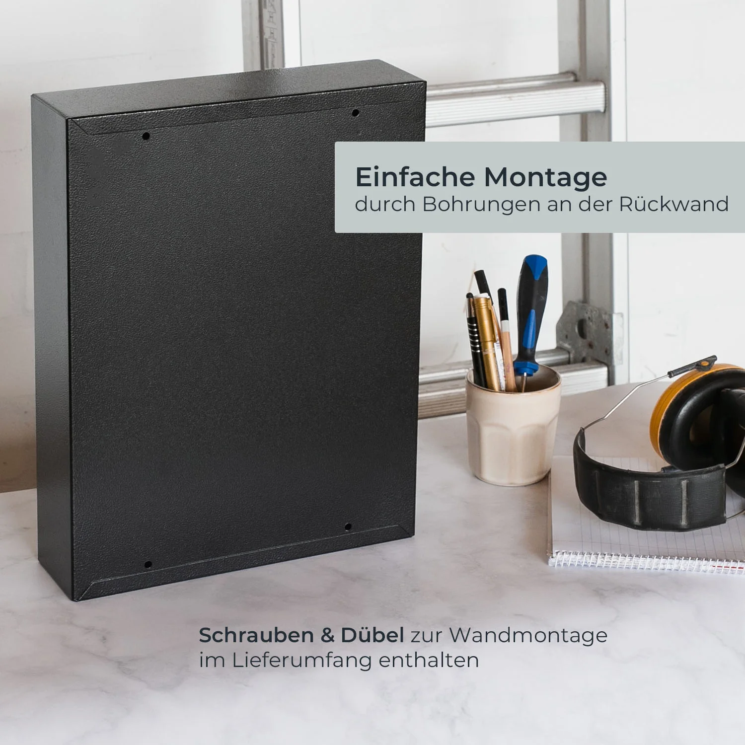 Schlüsselschrank groß aus Stahl, abschließbarer Schlüsselkasten für Büro, Verwaltung oder Fuhrpark, HMF, 13500, 42-1170 Schlüsselhaken - Image 7