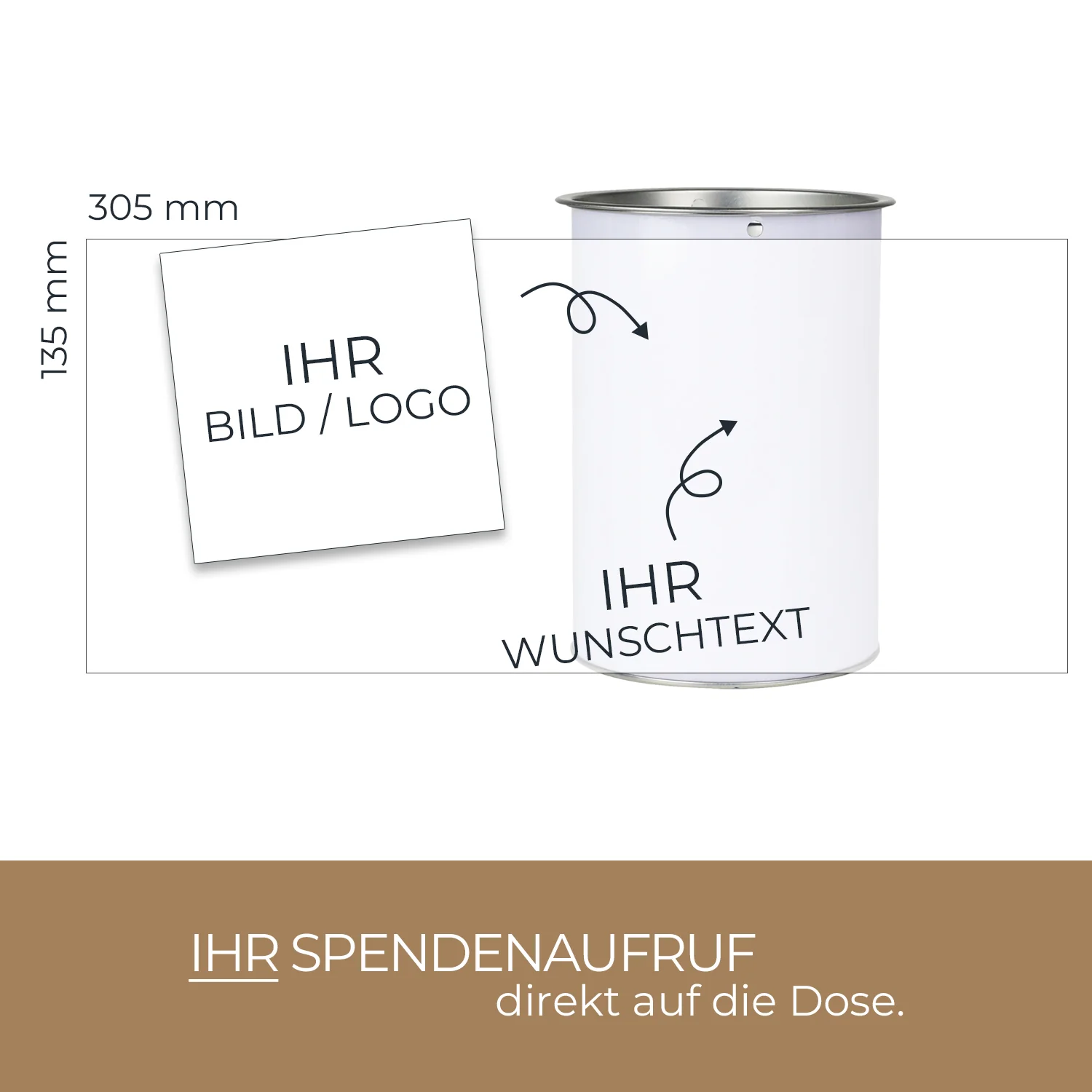 Spendendose, inkl. individiuelle Klebefolie, HMF 46100-07, 14,5 x 10 cm, Lichtgrau - Image 3