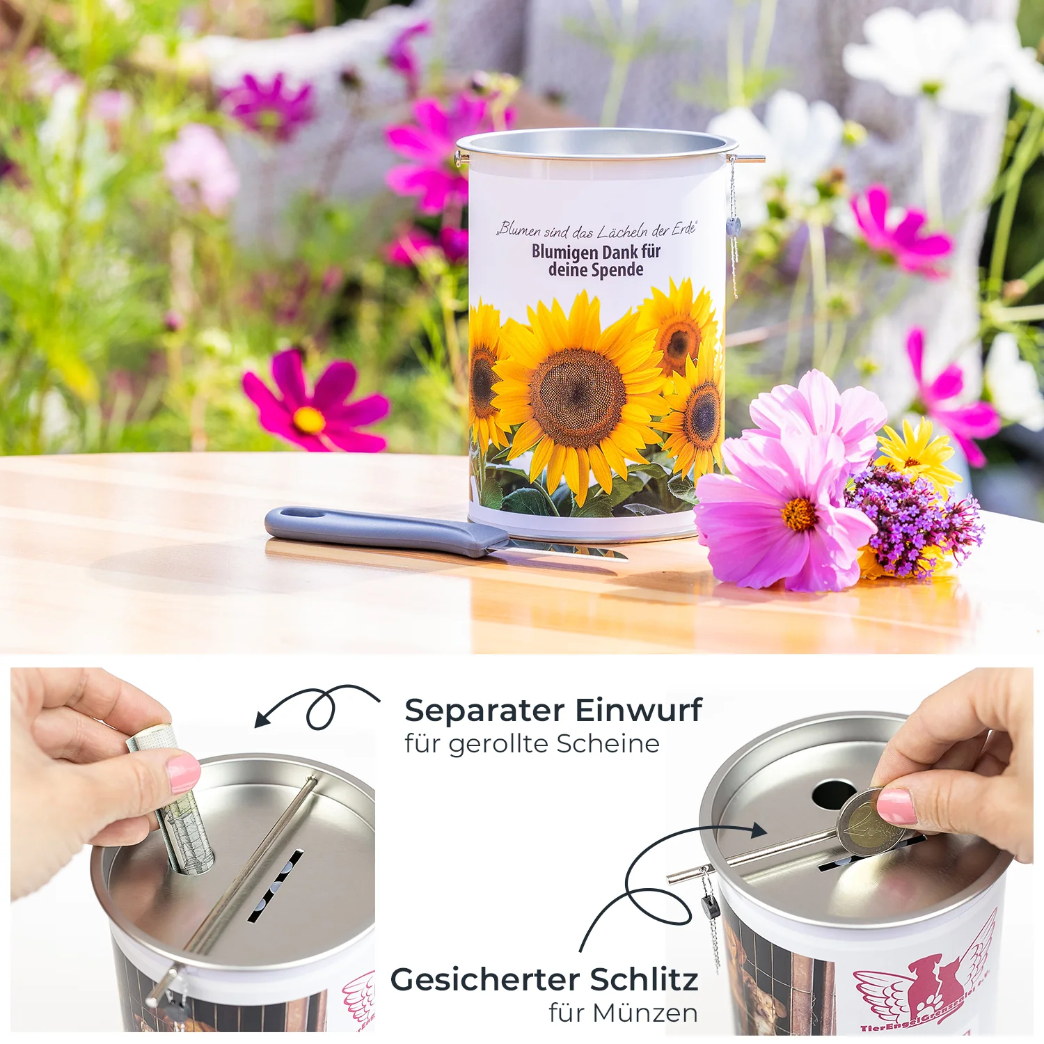 Spendendose, inkl. individiuelle Klebefolie, HMF 46100-07, 14,5 x 10 cm, Lichtgrau - Image 4