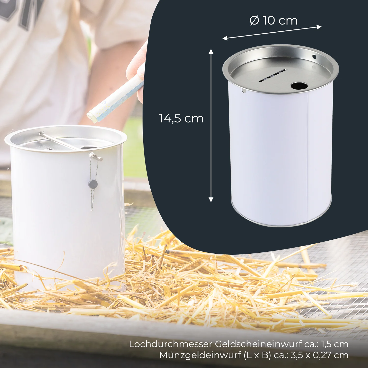 Spendendose, inkl. individiuelle Klebefolie, HMF 46100-07, 14,5 x 10 cm, Lichtgrau - Image 6