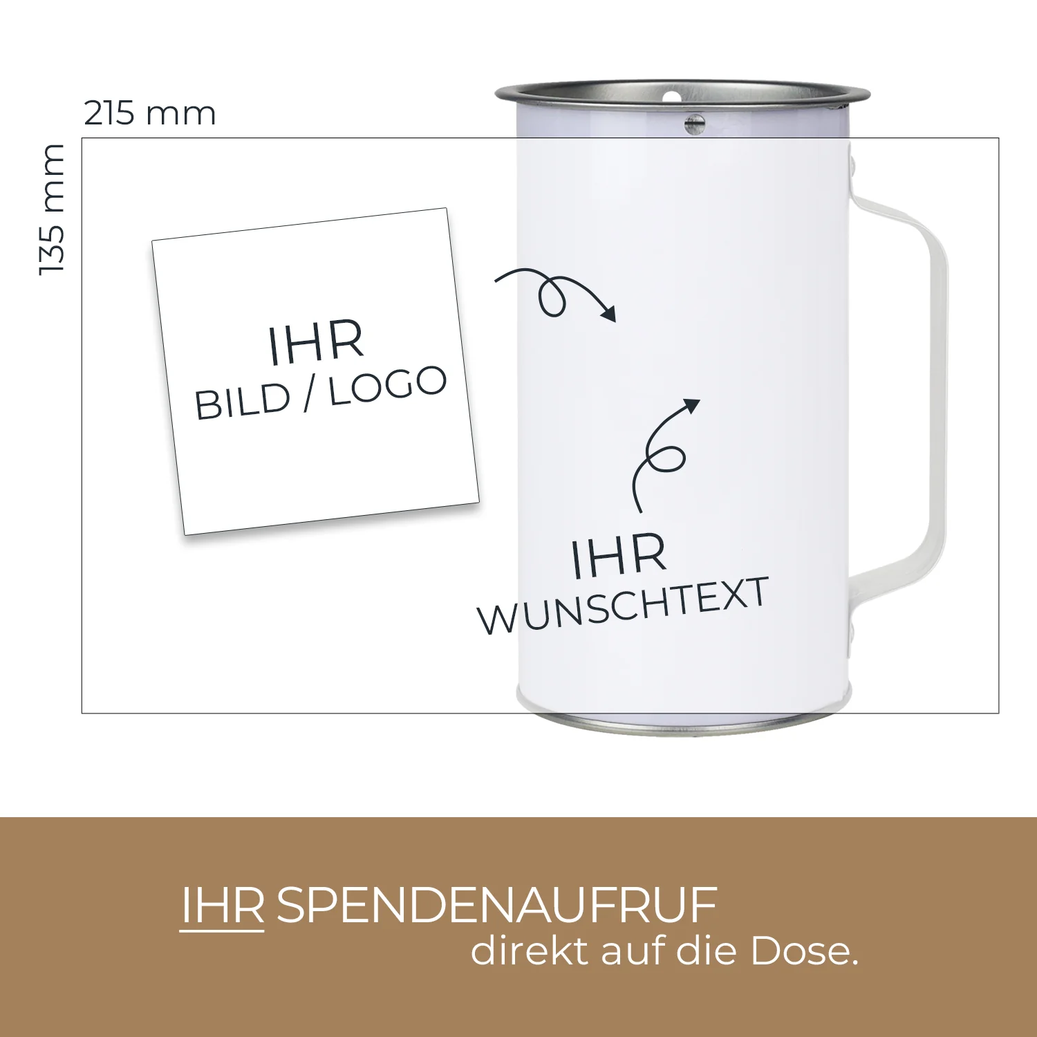 Spendendose mit Griff, inkl. individuelle Klebefolie HMF 45100-07, 14,5 x 8 cm, Lichtgrau - Image 3