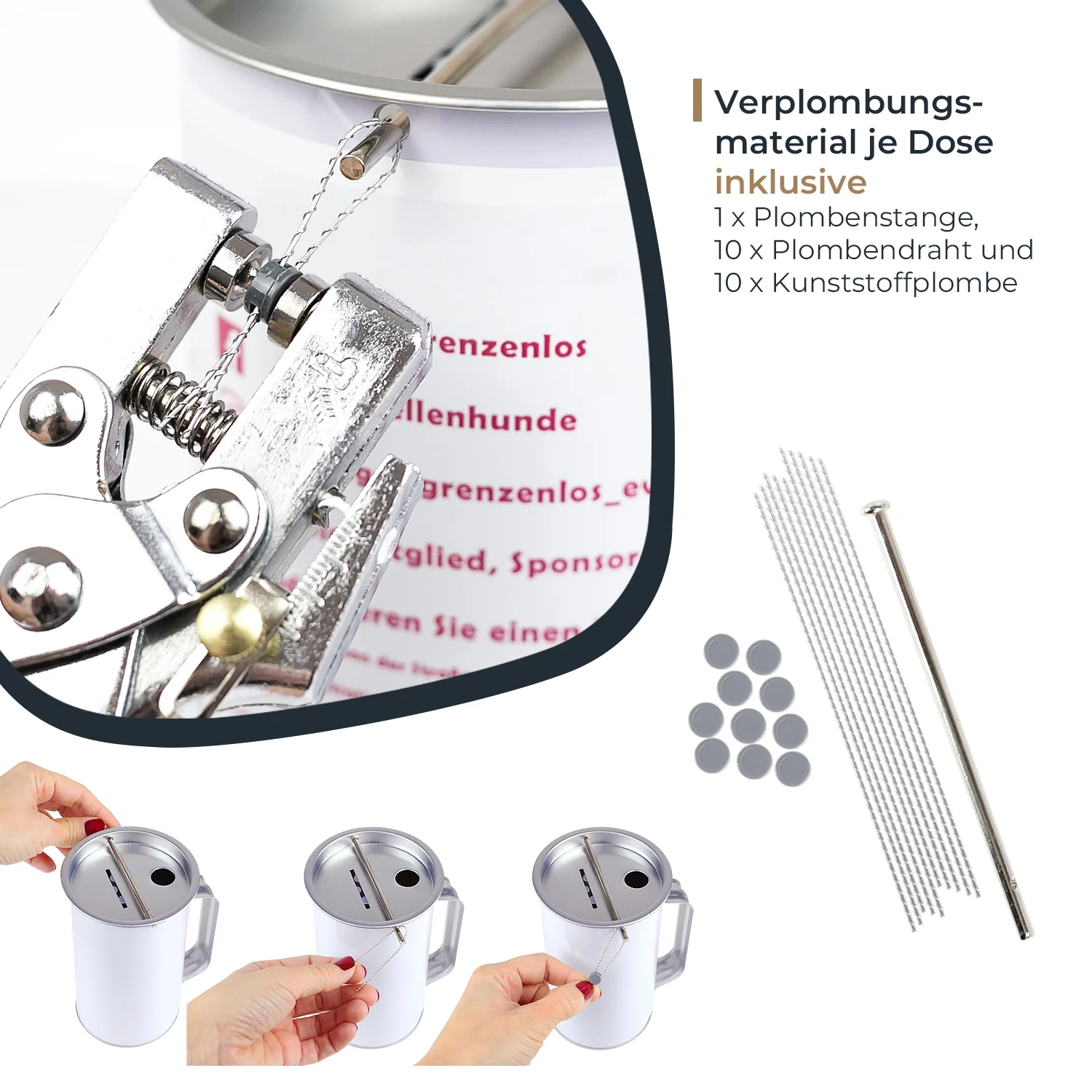 Spendendose mit Griff, inkl. individuelle Klebefolie HMF 45100-07, 14,5 x 8 cm, Lichtgrau - Image 5