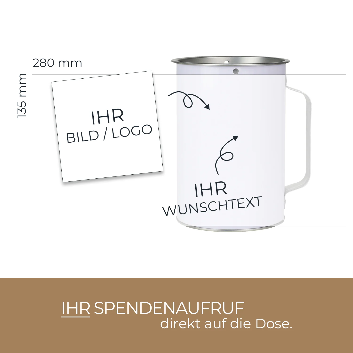 Spendendose mit Griff, inkl. individuelle Klebefolie, HMF 48100-07, 14,5 x 10 cm, Lichtgrau - Image 3