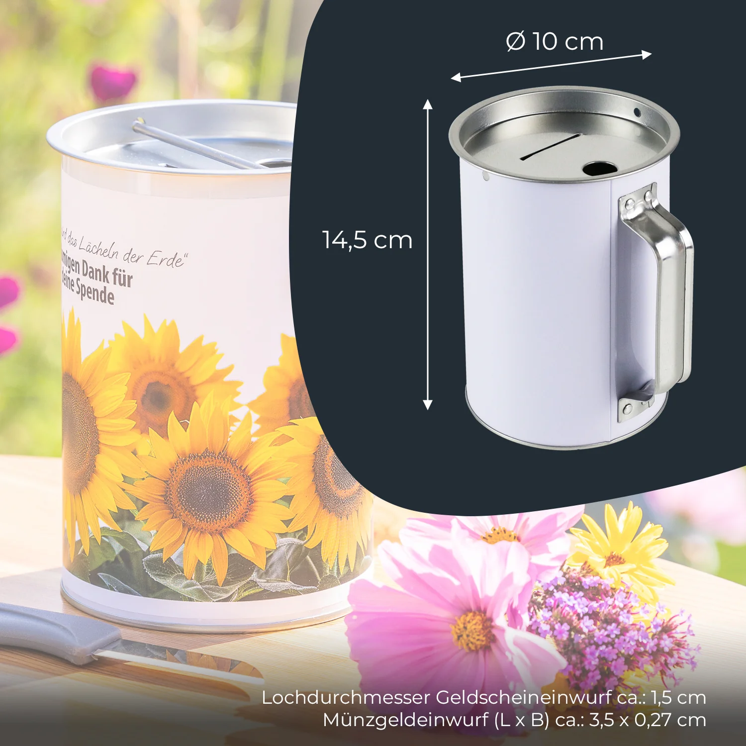 Spendendose mit Griff, inkl. individuelle Klebefolie, HMF 48100-07, 14,5 x 10 cm, Lichtgrau - Image 6