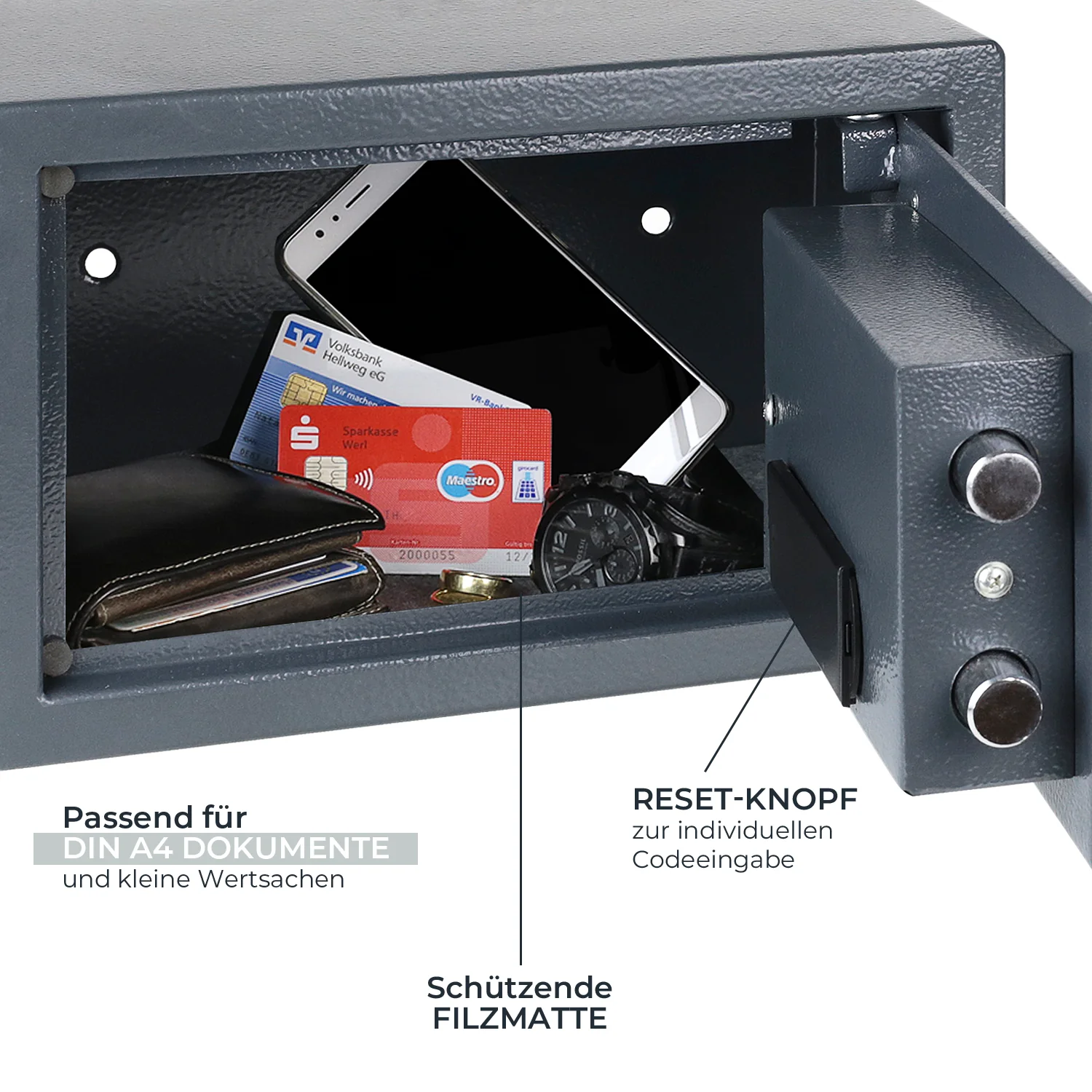 Tresor für Zuhause, Hotel oder Büro, Möbeltresor mit Zahlenschloss, HMF 46120 - Image 12