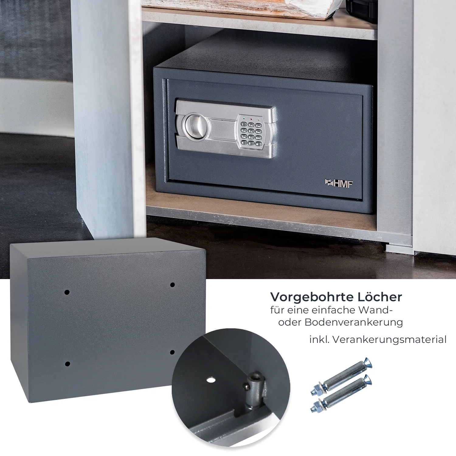 Tresor für Zuhause, Hotel oder Büro, Möbeltresor mit Zahlenschloss, HMF 46120 - Image 22