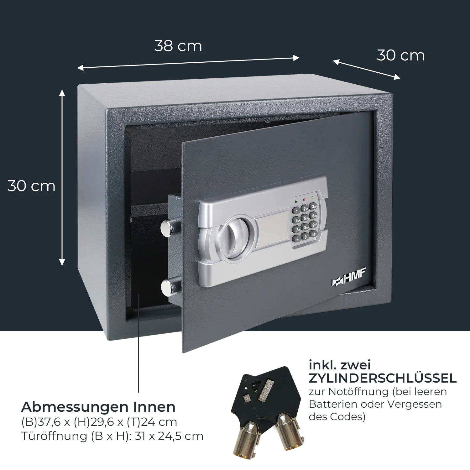 Tresor für Zuhause, Hotel oder Büro, Möbeltresor mit Zahlenschloss, HMF 46120 - Image 23