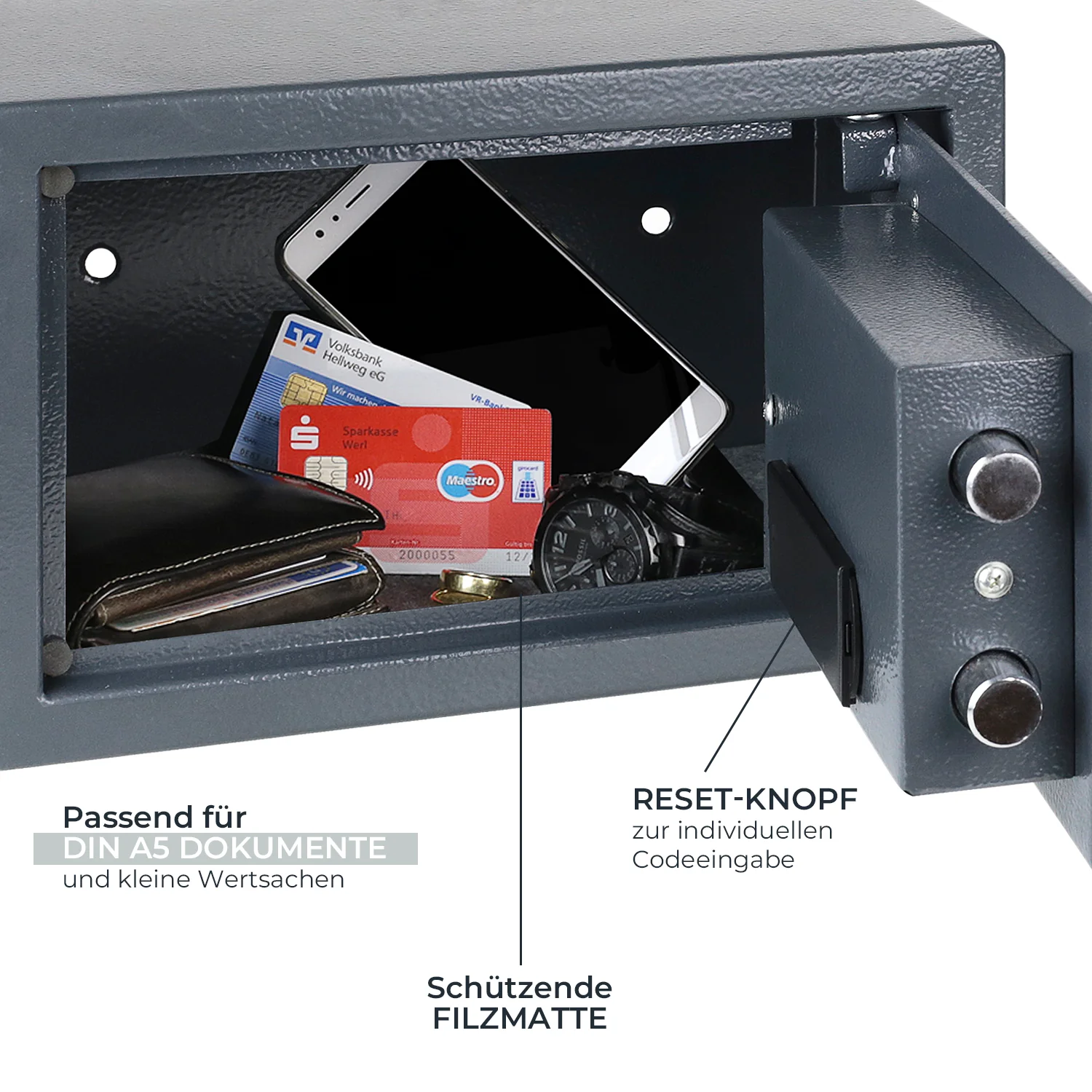 Tresor für Zuhause, Hotel oder Büro, Möbeltresor mit Zahlenschloss, HMF 46120 - Image 3