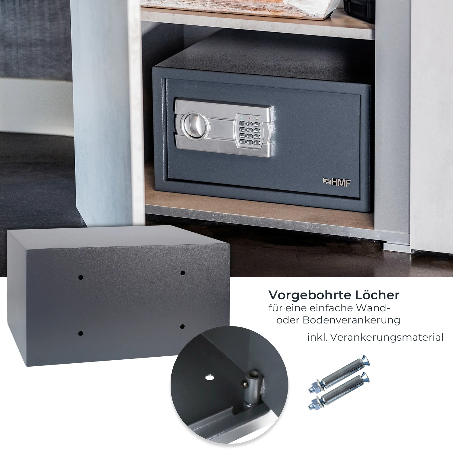 Tresor für Zuhause, Hotel oder Büro, Möbeltresor mit Zahlenschloss, HMF 46120 - Image 31