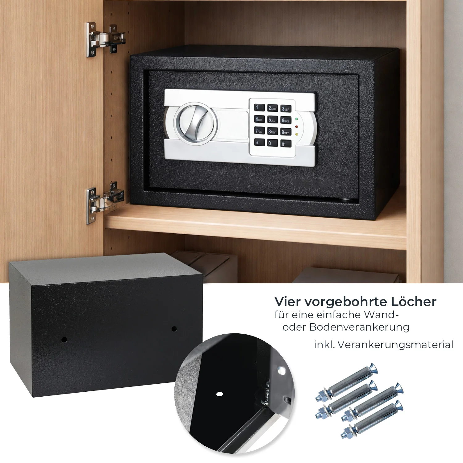 Tresor für Zuhause, Hotel oder Büro, Möbeltresor mit Zahlenschloss, HMF 46120 - Image 40