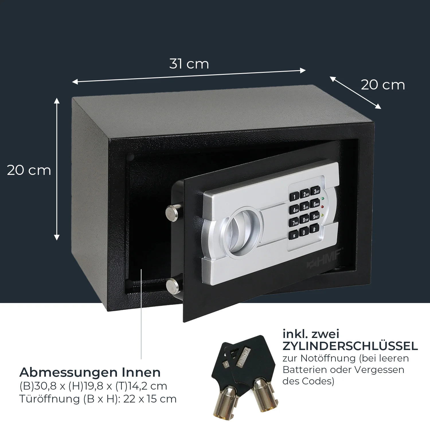 Tresor für Zuhause, Hotel oder Büro, Möbeltresor mit Zahlenschloss, HMF 46120 - Image 41