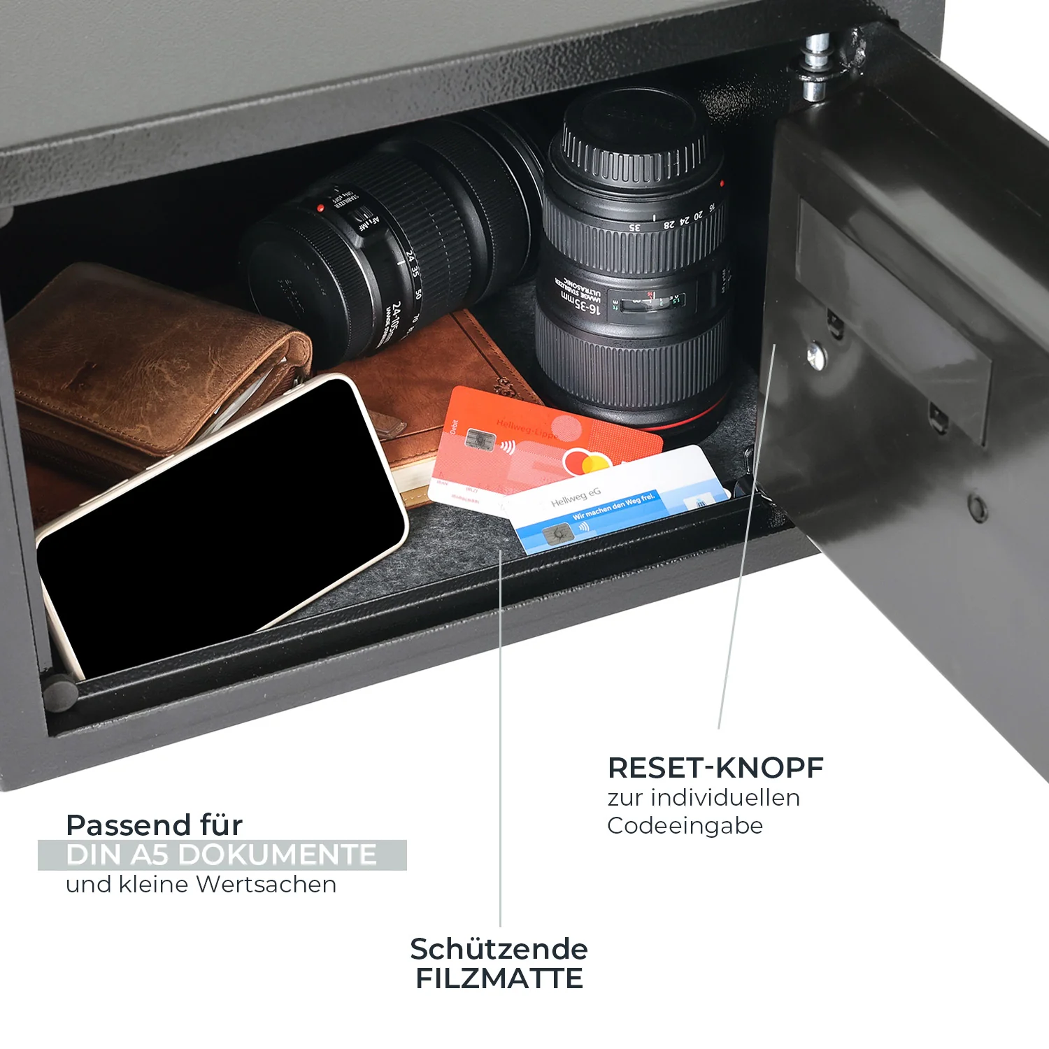 Tresor für Zuhause, Hotel oder Büro, Möbeltresor mit Zahlenschloss, HMF 46120 - Image 48