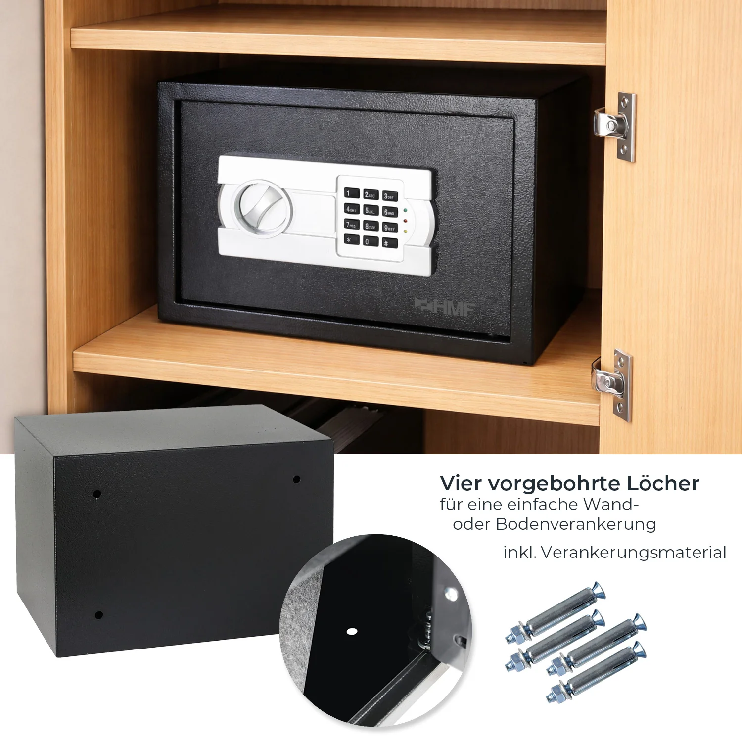 Tresor für Zuhause, Hotel oder Büro, Möbeltresor mit Zahlenschloss, HMF 46120 - Image 49