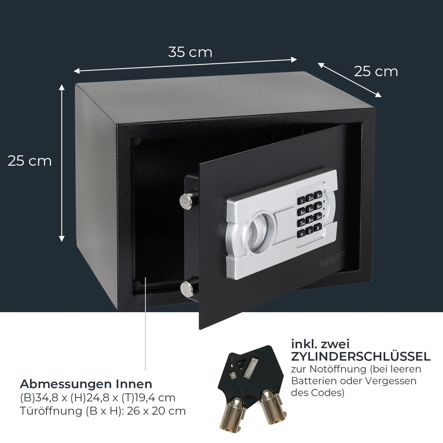 Tresor für Zuhause, Hotel oder Büro, Möbeltresor mit Zahlenschloss, HMF 46120 - Image 50
