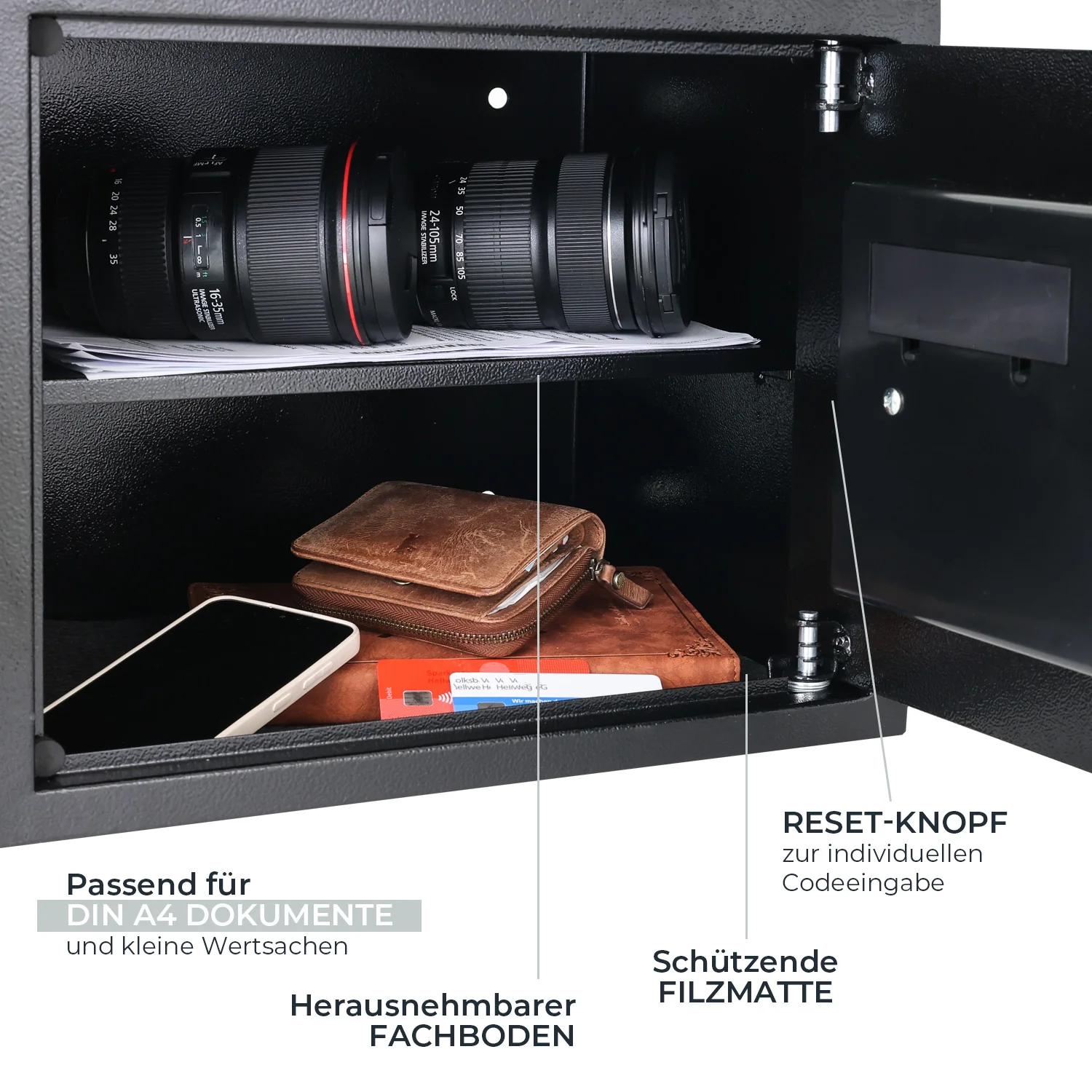 Tresor für Zuhause, Hotel oder Büro, Möbeltresor mit Zahlenschloss, HMF 46120 - Image 57