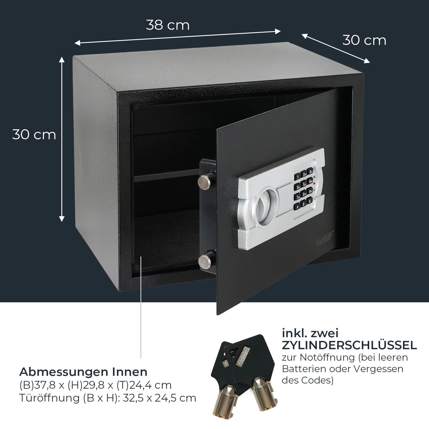 Tresor für Zuhause, Hotel oder Büro, Möbeltresor mit Zahlenschloss, HMF 46120 - Image 59