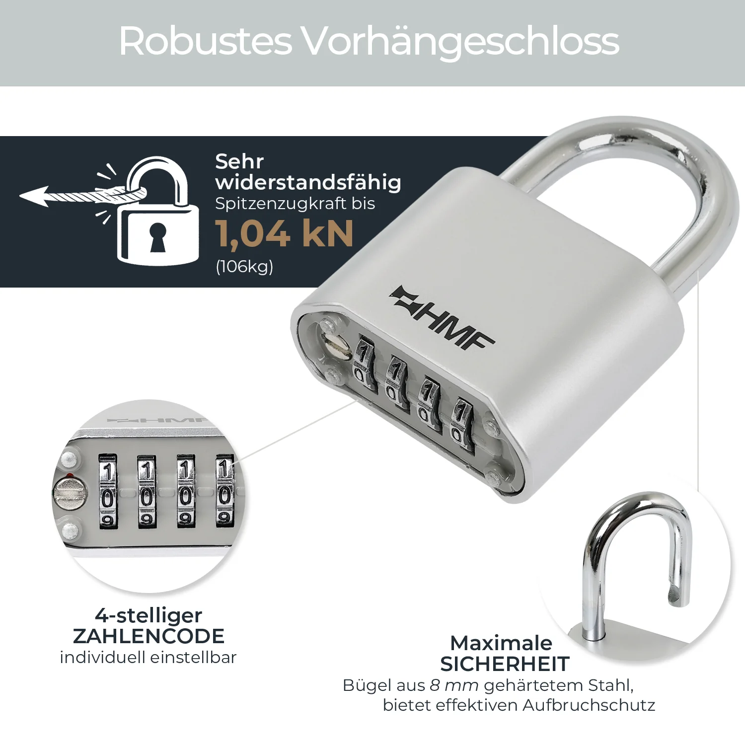 Zahlenschloss Vorhängeschloss, robustes Schloss mit 4-stelligem Zahlencode - Image 11