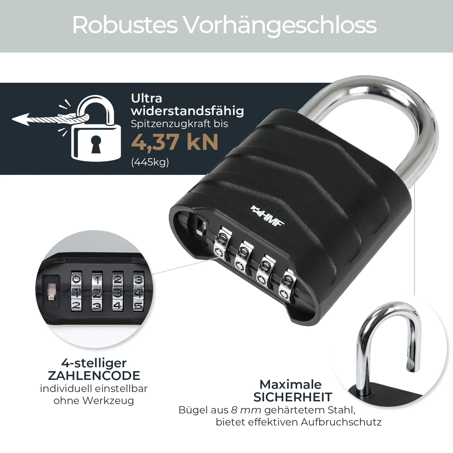 Zahlenschloss Vorhängeschloss, robustes Schloss mit 4-stelligem Zahlencode - Image 20
