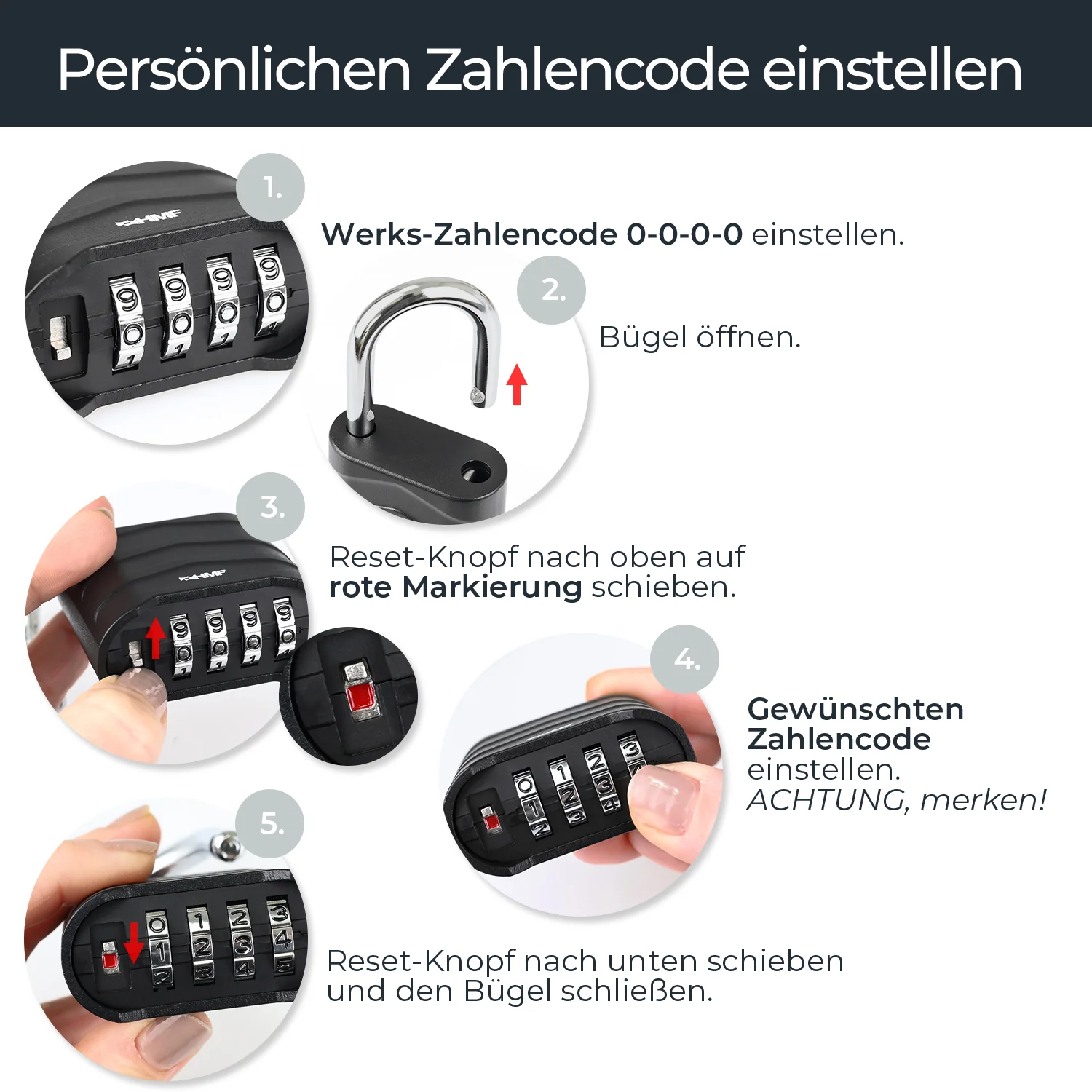 Zahlenschloss Vorhängeschloss, robustes Schloss mit 4-stelligem Zahlencode - Image 24