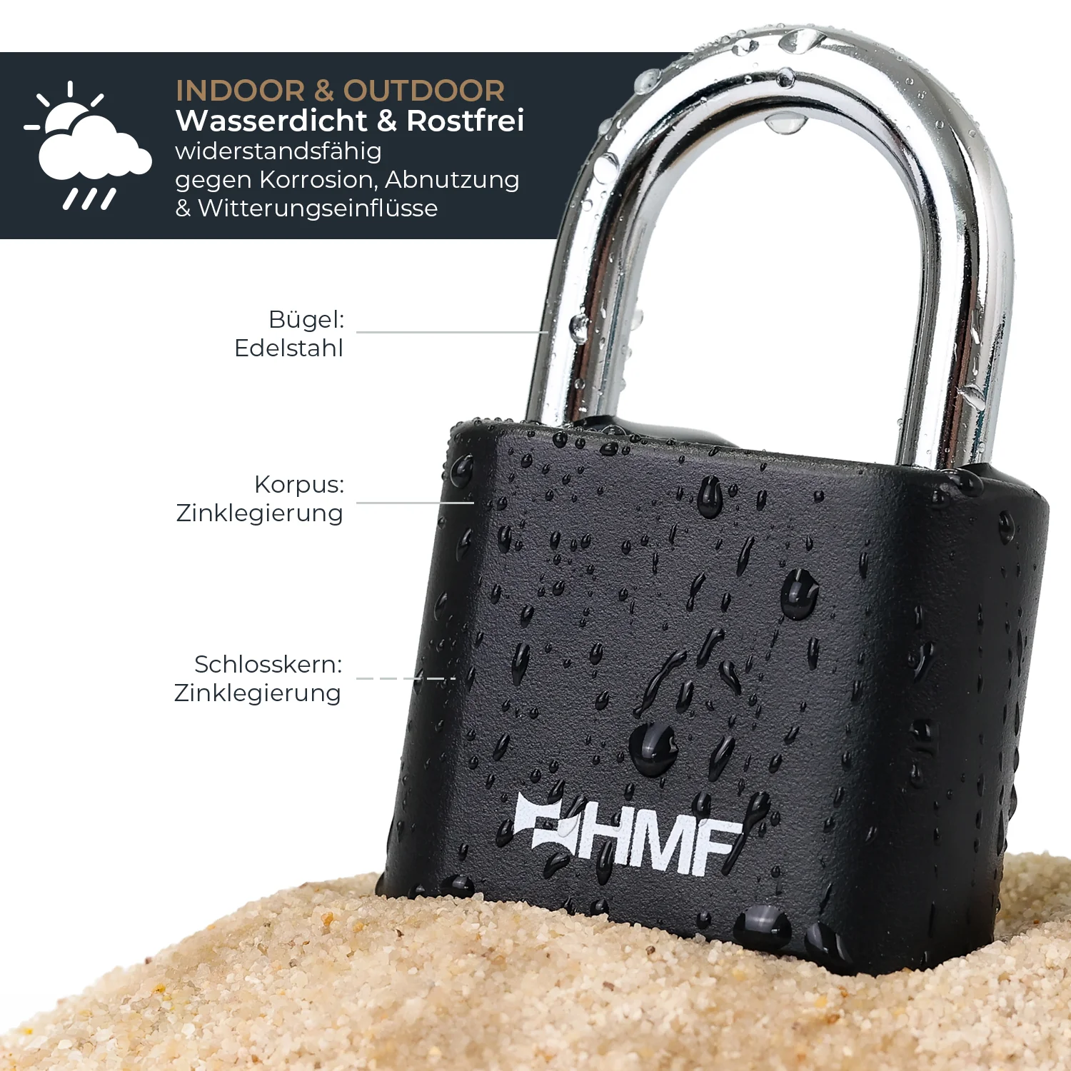 Zahlenschloss Vorhängeschloss, robustes Schloss mit 4-stelligem Zahlencode - Image 3